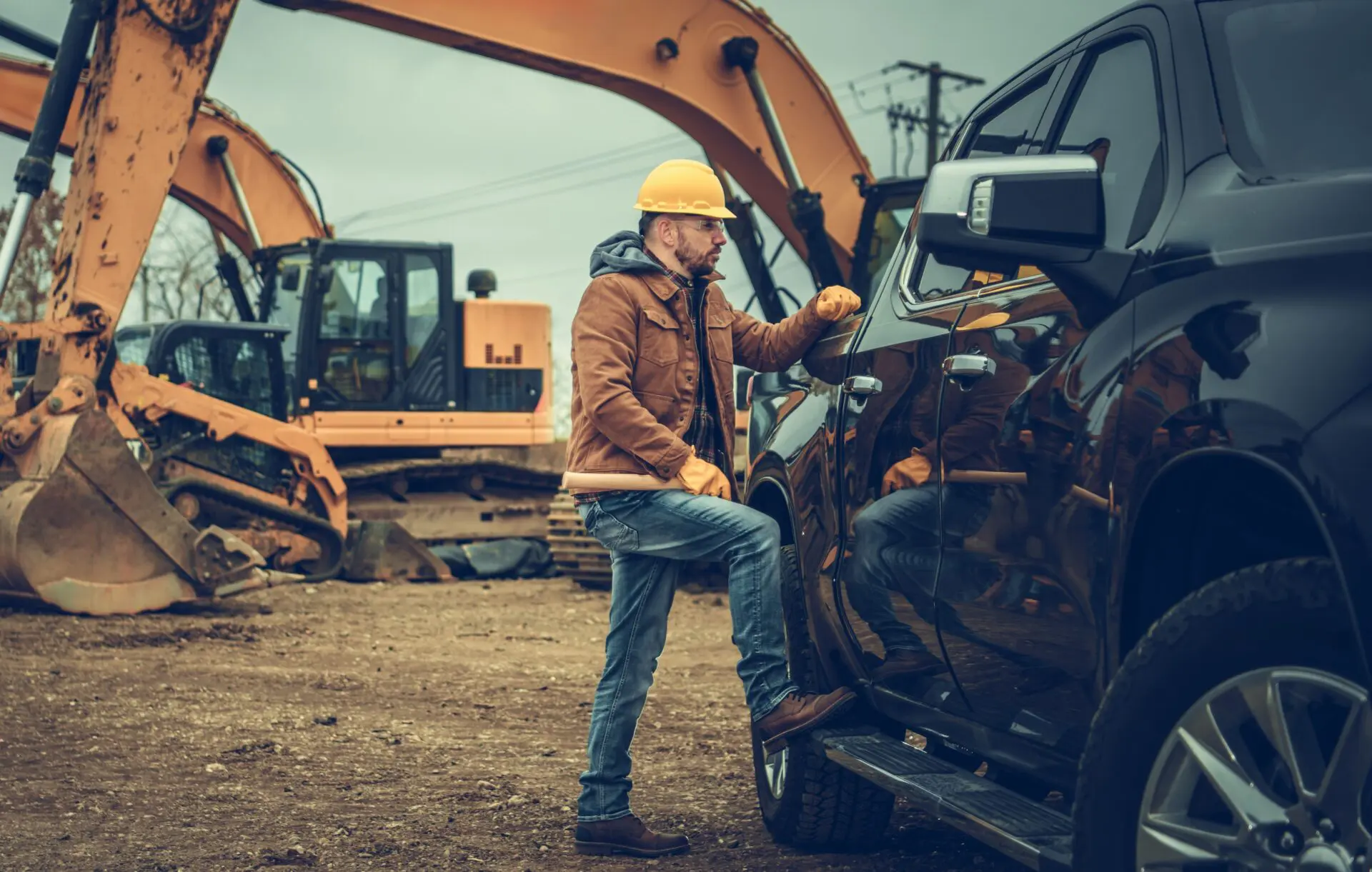 Caucasian,Construction,Site,Supervisor,In,His,40s,Staying,Next,To